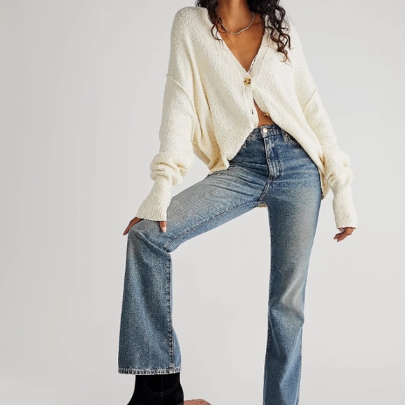 Free People Wrangler Westward 626 High-Rise Bootcut Peach Tinted Jeans - Picture 2 of 9